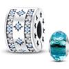 HappyStar charm argento 925 Clip Stopper Beads Charms Ciondolo perline Compatible donna bracciali (Con una perlina spaziale)