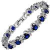 Rizilia Gioielli Rotondi Taglio Blu Pietre preziose Sapphire Fine CZ 18K Oro Bianco Placcato [18cm / 7inch] Braccialetto da Tennis Moderno Semplice Eleganza Punta impostazione [Free Jewelry Pouch]