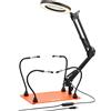 VEVOR saldatore a terza mano, stazione di saldatura magnetica, 4 bracci flessibili, strumento con lampada di ingrandimento a LED 3x e base antiscivolo, per riparazioni elettroniche, artigianato, hobby, fai da te