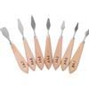 GETAJGHSD Set di 7 Spatole per Pittura in Acciaio Inossidabile Manici in Legno, Strumenti Multiuso per Miscelare Colori ad Acquerello e Pittura su Strada