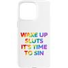 LGBT Pride Custodia per iPhone 15 Pro Max Wake Up It's Time To Sin Testo Arcobaleno Divertente