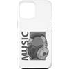Retro Music Design Custodia per iPhone 12 Pro Max Musica Cuffie Verticali DJ Grafica In Bianco E