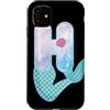 Cute Mermaid Alphabet Letters Apparel Co Custodia per iPhone 11 Sirena lettera H acquerello alfabeto design