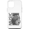 Retro Music Design Custodia per iPhone 12/12 Pro Musica Cuffie Verticali DJ Grafica In Bianco E