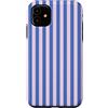 Elegant Geometric Vertical Lines Pattern Custodia per iPhone 11 Linee Verticali Estetiche A Strisce Blu Rosa Chiaro Carino