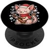 cat winter ukulele santa hat snow winter Cat suona l'ukulele in inverno PopSockets PopGrip Adesivo