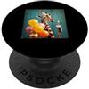 Giraffe Bday Party Hat Balloons Cupcake Palloncini per festa di compleanno a forma di giraffa, con cappello e cupcake PopSockets PopGrip Adesivo