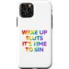 LGBT Pride Custodia per iPhone 11 Pro Wake Up It's Time To Sin Testo Arcobaleno Divertente