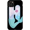 Cute Mermaid Alphabet Letters Apparel Co Custodia per iPhone 11 Pro Max Sirena lettera H acquerello alfabeto design