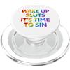 LGBT Pride Wake Up It's Time To Sin Testo Arcobaleno Divertente PopSockets PopGrip per MagSafe