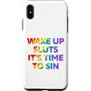 LGBT Pride Custodia per iPhone XS Max Wake Up It's Time To Sin Testo Arcobaleno Divertente