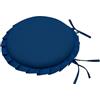 CASABELLAPIU Cuscino Rotondo Per Sedie Interno Esterno Con Volant Conf. 4 Pz. Sfoderabili Con Laccetti Di Bloccaggio Eleganti Comodi D. 36 cm. (Blu)