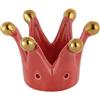Baroni Home Corona in Porcellana, Decorzione per la casa, Porcellana dipinta a mano, Design moderno e elegante, Corona Svuotatasche e Portacandela, Idea Regalo, 8x8x5 cm (Rosso Small)