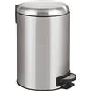Wenko 22703100 Leman Pattumiera a pedale in acciaio inox da 12 l, opaca, 25 x 32 x 38 cm.