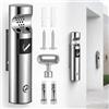 BOTEWO Posacenere da parete per esterni, set posacenere da parete, in acciaio inox, montaggio a parete con chiave, design robusto per esterni, terrazza, gastronomia, parete di casa