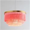 LLXDFUU Lampadario da Ristorante Rotondo Chic Nordico in Metallo con Frange Decorazione Domestica Illuminazione Camera da Letto Moderna Lampada da soffitto Bohémien Lampada da casa Bohémien con Nappa