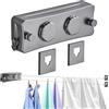 FARYODI Filo per bucato allungabile, 2 corda in acciaio inox da 5,1 m, filo per bucato a parete estensibile, pulsante di serraggio regolabile per un supporto aggiuntivo, design anti-saggio, adatto per balcone