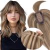 Elailite Hair Topper Donna Balayage in Lace 30cm 38g Toupee Toupet Silk Base 7cm*13cm con Frangia Capelli Veri Clip 4# Marrone Cioccolato/#27 Biondo Scuro