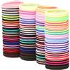 Whakano 100 elastici per capelli da donna, 4,3 cm, senza cuciture, elastici, per coda di cavallo, in nylon, spandex, per capelli, per donne, ragazze, uso quotidiano, colore misto E