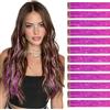Sofeiyan 12 Pezzi Extension Capelli Glitter Clip,50 cm Rosso rosa Tinsel Extension Capelli,Resistenti scintillanti Extensions Capelli per donne discoteca Carnevale Festa