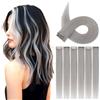 S-noilite Extension con Clip in Capelli Veri, 6Pcs 6 Clip Extensions Capello Veri, 100% Vergine Extension di Capello Umani, 31g Mettere in Risalto Capelli per Donne e Bambini, 25CM #Grigio