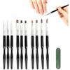 Rieoany Set Di 10 Pennelli Unghie Gel Professionali Con Lima, Pennelli Per Unghie Liner E Piatti Per Design Fai Da Te, Kit Completo Nero Per Nail Artist