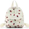 WisePoint Zaino da donna, zaino in velluto a coste per ragazze, piccolo zaino da donna, alla moda, mini zaino con motivo fragole per passeggiate, shopping, viaggi, bianco, S