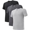 DAVID ARCHY Maglietta intima da uomo ad asciugatura rapida, girocollo elasticizzata e traspirante, confezione da 3, Girocollo - Nero/Grigio Chiaro/Antracite, XX-Large