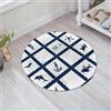 JHAOUNUK Tappeto Bagno Super Assorbente Tappetino per Doccia Microfibra,Asciugatura Rapida Tappetino Doccia per,Blu navy, corda di nave da yacht della Marina come cornice con immagine di pesce,60x60cm