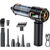 Generic Aspirapolvere Portatile Senza Fili Potente Aspirazione 16KPA, Leggero e Portatile per Peli Di Animali Domestici in Auto, Ricaricabile, Pulitore Multi-superficie per Superfici Bagnate/asciutte(Black)