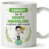 Mugffins Tazza Personalizzata in ceramica per AGENTE IMMOBILIARE uomo 11 oz / 350 ml - In italiano - Sei migliore del mondo - Idea regalo per compleanno, anniversario, natale, laurea