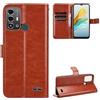 Ikiiqii Custodia per ZTE Blade A53 Pro (6.52),Cover a Portafoglio in Pelle con Scomparti per Contanti e Carte di Credito in Morbido TPU con Funzione Supporto - Marrone