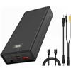 Aedlcal Power Bank 20000mAh PD 20W/30W QC 3.0, Batteria Esterna con Display Digitale, USB C In/Out, Uscita DC 12V 3A, Caricatore Portatile per Notebook, Smartphone, Tablet, Giacca Riscaldata