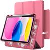JETech Custodia Magnetica Staccabile per iPad (A16) 11a/10a Generazione (2025/2022) con Portapenne, Cover Trasparente Girevole Rimovibile, Ritratto/Paesaggio Supporto (Rosa)