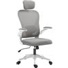 HOMCOM Sedia da Ufficio Ergonomica con Braccioli Ribaltabili, Supporto Lombare Regolabile, Grigio | Aosom Italy
