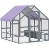 PawHut Pollaio con Telo Impermeabile, 2 Cassette, Nido, 2 Posatoi, per 8-10 Galline, in Legno, 211x186,5x185,5 cm, Grigio Scuro | Aosom Italy