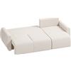 HOMCOM Divano Letto con Chaise Longue Reversibile, Divano 3 Posti a Forma L in Finta Pelle Scamosciata, Bianco Crema | Aosom Italy