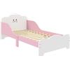 AIYAPLAY Letto Montessori per Bambini 3-6 Anni in Legno con Bordi Rialzati e Stampe Carine, per Cameretta, Rosa | Aosom Italy