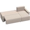 HOMCOM Divano Angolare con Funzione Letto e Chaise Longue Reversibile, Divano 3 Posti a Forma di L in Effetto Pelle Scamosciata Sintetica, Beige | Aosom Italy