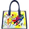 Arte Lisanti Borsa in Pelle Dipinta a Mano Donna - Blu, Giallo, Rosso di Kandinskij - Borsa a Mano e a Tracolla, Tote Bag, Vera Pelle, Artigianato Italiano, Made in Italy, Idea Regalo