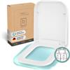 BENKSTEIN Sedile WC E-Form | Sedile WC con Softclose e abbassamento automatico | Coperchio WC angolare con Quick Release | Copriwater universale in duroplast | Copriwater bianco - antibatterico