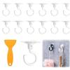 HoaaiGo 12 pezzi Ganci Autoadesivi Girevoli a 360 Gradi con 1 Raschietto -Carico Massimo 3 kg- Ganci da Soffitto Senza Foratura, Gancio da Parete Trasparenti Gancio Adesivo per Bagno/Cucina/Ufficio (Bianco)
