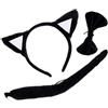 DIKACA 3 pezzi Costume Orecchie Gatto Fascia Cotone Sicuro Cravatta a Coda per Feste Halloween Carnevale Ragazza