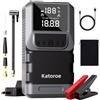 katoroe Avviatore Batteria Auto con Compressore 150 PSI, 6000A Avviatore Emergenza per Auto/Moto per (10L Gas 8L Diesel), 12V Jump Starter Booster Avviamento Auto 400 lumen LED/Ricarica USB-C, Display LED