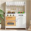 VEVOR Cucina Giocattolo per Bambini in Legno, Set Cucina Giocattolo da Interno con Luci e Suoni Realistici, Cibo e Pentole, Microonde e Forno con Manopole, Gioco di Ruolo, per Bambini da 3 a 8 Anni
