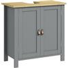 kleankin Mobile sottolavello, mobile da bagno sotto lavabo, 2 ante, ripiano regolabile, 2 ripiani interni, maniglie in PU, 60 x 30 x 60 cm, grigio