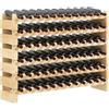 HOMCOM Scaffale Portabottiglie in Legno di Abete, Cantinetta Portabottiglie con 6 Ripiani per 72 Bottiglie e Peso Massimo 100 kg, 114x28x85 cm, Legno Naturale
