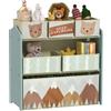 ZONEKIZ Scaffale Portagiochi per Bambini 6 Contenitori 63x30x66 cm Verde