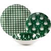 Excelsa Green Winter Servizio Piatti in Porcellana, 18 Pezzi, Verde con Motivi Natalizi, Piatti Piani 27 cm, Fondi 20,5 cm, Frutta 20,5 cm