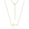 ALEXCRAFT Collana Croce Donna Oro Croce Cristiana Catena Corta Crocifisso Rigida Leggera Sottile Piccolo